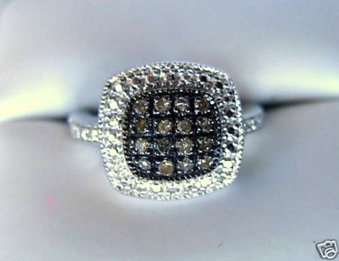.20 CT Champagne Brown Diamond Ring Sterling Silver .925 Cocktail Fancy Color I2