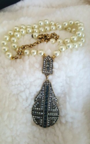 Heidi Daus Bronzetone "Everyday Chic" Beaded Pave Crystal Drop 17" Necklace NEW