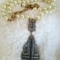 Heidi Daus Bronzetone "Everyday Chic" Beaded Pave Crystal Drop 17" Necklace NEW