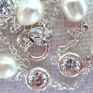 Italian Sterling Silver .925, CZ & Freshwater Pearl Ankle Bracelet 9"-9.5" Italian Sterling Silver .925, CZ & Freshwater Pearl Ankle Bracelet 9"-9.5"