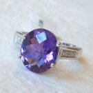 4.25ct Oval Purple Amethyst Sterling Silver .925 Diamond Ring 4.25ct Oval Purple Amethyst Sterling Silver .925 Diamond Ring