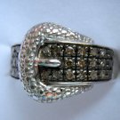 0.25ct Champagne Brown Color Diamond Buckle Sterling Silver Ring 0.25ct Champagne Brown Color Diamond Buckle Sterling Silver Ring