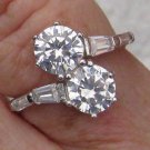 2 Carat Sterling Silver CZ Two-Stone Bypass Ring with CZ Baguettes Trending NOW 2 Carat Sterling Silver CZ Two-Stone Bypass Ring with CZ Baguettes Trending NOW