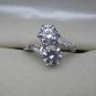 2 Carat Sterling Silver CZ Two-Stone Bypass Ring with CZ Baguettes Trending NOW
