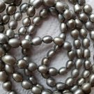 48" Gray Freshwater Cultured Pearl Strand Necklace No Clasp Rice Shaped Pearls 48" Gray Freshwater Cultured Pearl Strand Necklace No Clasp Rice Shaped Pearls