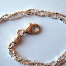 Italy Sterling Silver & 14k Rose Gold Ankle Bracelet 11" Rose and Silver Braided