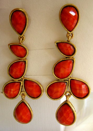 Amrita Singh 18KGP 'Sunset' Dangle Earrings Coral Haze, Turquoise, Ruby, White