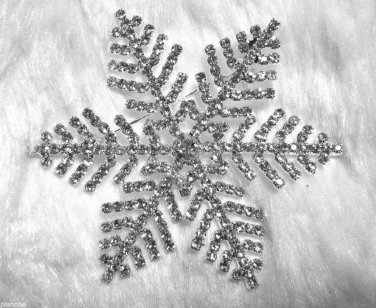 Silver tone Snowflake Rhinestone Brooch Pin