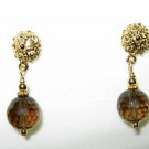 22K Gold/Sterling Silver Smokey Quartz Dangle Earrings 1.25" Long 22K Gold/Sterling Silver Smokey Quartz Dangle Earrings 1.25" Long