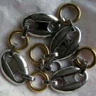 Two-Tone Silver & Gold Tone Stainless Steel Oval & Circle Link Bracelet 8" Greek Two-Tone Silver & Gold Tone Stainless Steel Oval & Circle Link Bracelet 8" Greek