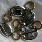 Two-Tone Silver & Gold Tone Stainless Steel Oval & Circle Link Bracelet 8" Greek