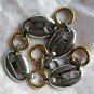 Two-Tone Silver & Gold Tone Stainless Steel Oval & Circle Link Bracelet 8" Greek