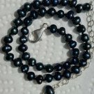 Black & Blue Freshwater Seed Pearl & Sterling Silver Ankle Bracelet 10"-12"