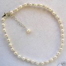 White Cultured Pearl & Sterling Silver 8"-10" Ankle Bracelet w/Sterling Beads White Cultured Pearl & Sterling Silver 8"-10" Ankle Bracelet w/Sterling Beads