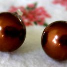10mm South Sea Shell Chocolate Pearl Earrings Sterling Silver 10mm South Sea Shell Chocolate Pearl Earrings Sterling Silver