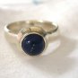 Deep Blue Lapis .925 Sterling Silver Ring Round Cabochon Solitaire 1.75 Ct