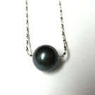 8-9mm Black Cultured Pearl Solitaire Necklace - .925 Sterling Silver 18" Length 8-9mm Black Cultured Pearl Solitaire Necklace - .925 Sterling Silver 18" Length