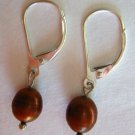 Sterling Silver Chocolate Pearl Lever-back Earrings