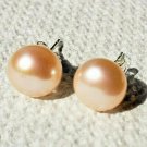 8-8.5mm Pink Freshwater Cultured Pearl Earring Studs set in Sterling Silver .925
