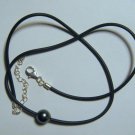 10-11mm 20" Single Baroque Tahitian Pearl Leather Necklace w/Sterling Slvr Clasp 10-11mm 20" Single Baroque Tahitian Pearl Leather Necklace w/Sterling Slvr Clasp