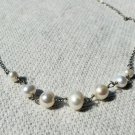 18" White Cultured Freshwater Pearl Chain Necklace Graduated Size from 4-8mm