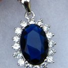 Royal Blue & White CZ Pendant Necklace in Sterling Silver .925 Royal Blue & White CZ Pendant Necklace in Sterling Silver .925