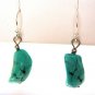 Green Turquoise Sterling Silver .925 Dangle Earrings French Hook 1.25" Length