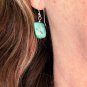Green Turquoise Sterling Silver .925 Dangle Earrings French Hook 1.25" Length