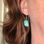Green Turquoise Sterling Silver .925 Dangle Earrings French Hook 1.25" Length