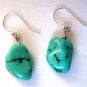 Green Turquoise Sterling Silver .925 Dangle Earrings French Hook 1.25" Length