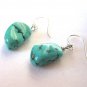 Green Turquoise Sterling Silver .925 Dangle Earrings French Hook 1.25" Length