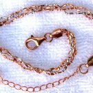 Italy Sterling Silver .925 & 14k Rose Gold Plated Bracelet 9", Adjustable Extend