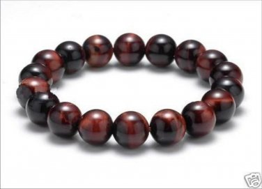 Reddish Brown Tiger Eye Stretch Bracelet Round Beads