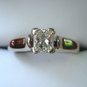 0.52 Carat Rectangular Princess Cut Diamond Ring with Appraisal 14k White Gold