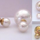 White, Pink or Gold Faux Pearl Earrings Front-Back Double Designer Inspired