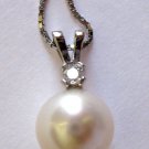 8-9mm Round White Freshwater Pearl Pendant .925 Sterling Silver Chain 18" Length 8-9mm Round White Freshwater Pearl Pendant .925 Sterling Silver Chain 18" Length