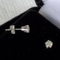 1/3 Carat Diamond Stud Earrings Round Brilliant Cut 14K White Gold Butterfly Bac