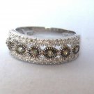 7-Stone Champagne Color Fancy Diamond Eternity Ring Sterling Silver .925