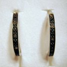 Oval Hoop Diamond Earrings Sterling Silver Champagne Fancy Color