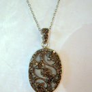 Diamond Pendant Necklace Sterling Silver Flower Vine .28ct Champagne Cognac Diamond Pendant Necklace Sterling Silver Flower Vine .28ct Champagne Cognac