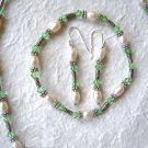 6-7mm White Pearl & Green Crystal Necklace Set in Sterling Silver 6-7mm White Pearl & Green Crystal Necklace Set in Sterling Silver
