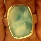 Larimar Gemstone Sterling Silver .925 Ring Cushion Cut Wide Band Sz 7 Larimar Gemstone Sterling Silver .925 Ring Cushion Cut Wide Band Sz 7
