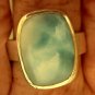 Larimar Gemstone Sterling Silver .925 Ring Cushion Cut Wide Band Sz 7