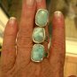 Larimar Gemstone Sterling Silver .925 Ring Cushion Cut Wide Band Sz 7