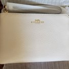 Coach Corner Zip Wristlet Gold / Chalk F58032 - NWT AUTHENTIC