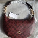 Coach CE620 Payton Small Oxblood Red Signature Coated Canvas Hobo Shoulder Bag