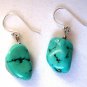BlueGreen Turquoise Sterling Silver .925 Dangle Earrings French Hook 1.25"