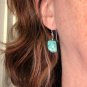 BlueGreen Turquoise Sterling Silver .925 Dangle Earrings French Hook 1.25"