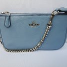 NWT Coach Pebble Leather Wristlet F53340 Blue AUTHENTIC MSRP $150