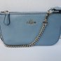 NWT Coach Pebble Leather Wristlet F53340 Blue AUTHENTIC MSRP $150